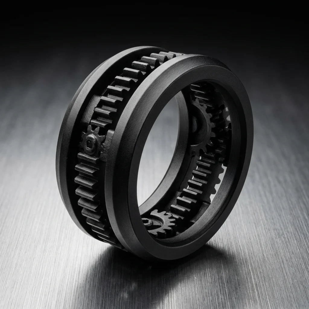 gear ring that moves Interlocking Gear Fidget Ring