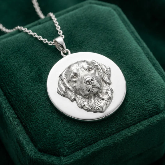 3D Sculpted Pet Portrait Necklace - S925 Sterling Silver Custom Memorial Gift
